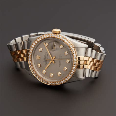 rolex datejust 16013 men's preowned watch stainless steel yellow gold|rolex datejust 16013 diamond bezel.